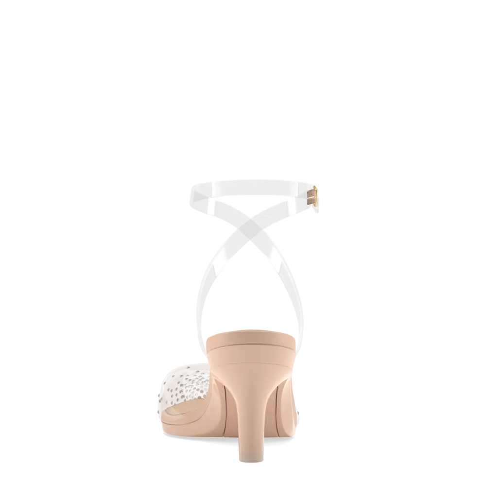 The D'Orsay - Sand Transparent Rhinestone   Stiletto Heel Kit 3 Sand - FINAL SALE