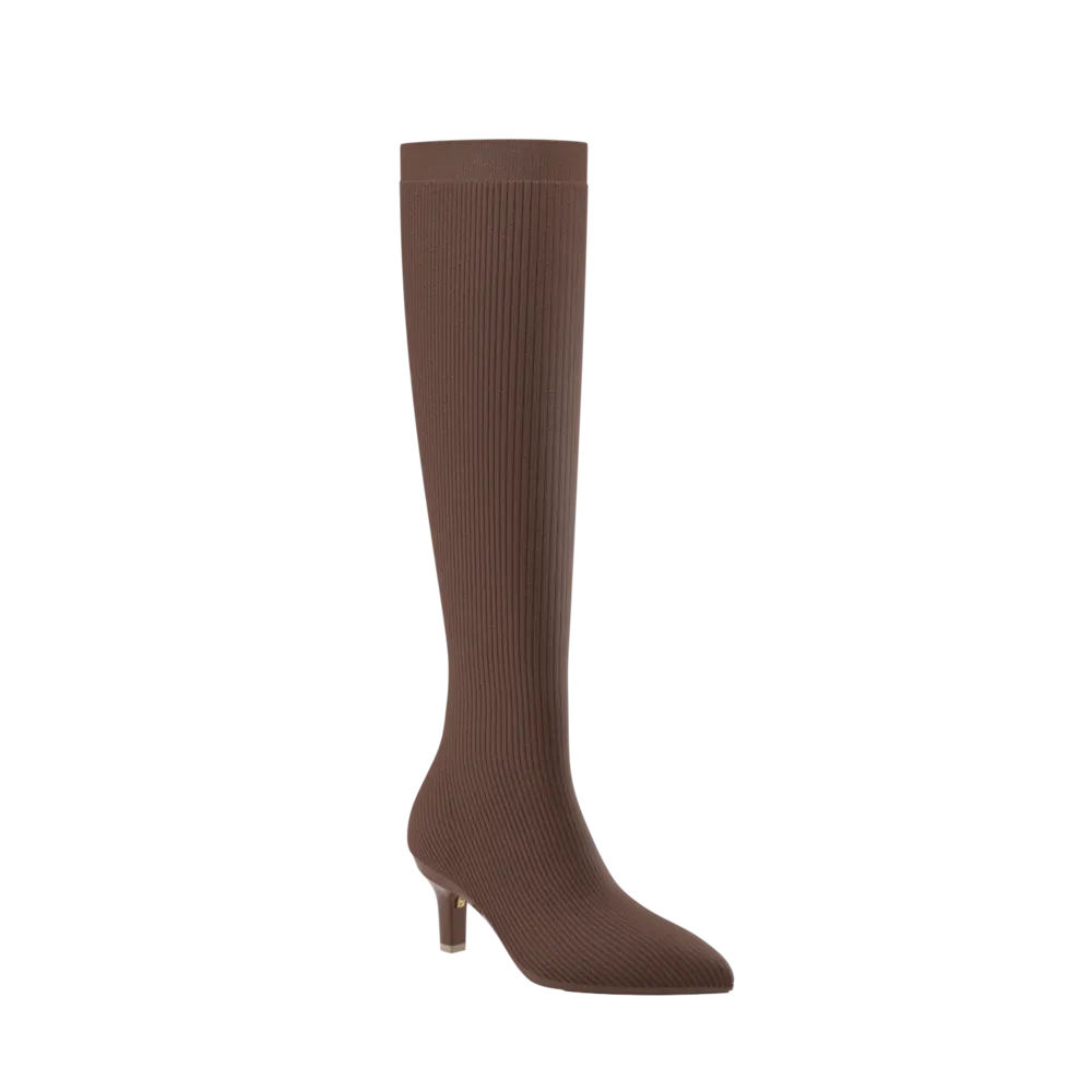 The Knee High Boot Walnut Knit   Stiletto Heel Kit 3 Walnut - FINAL SALE