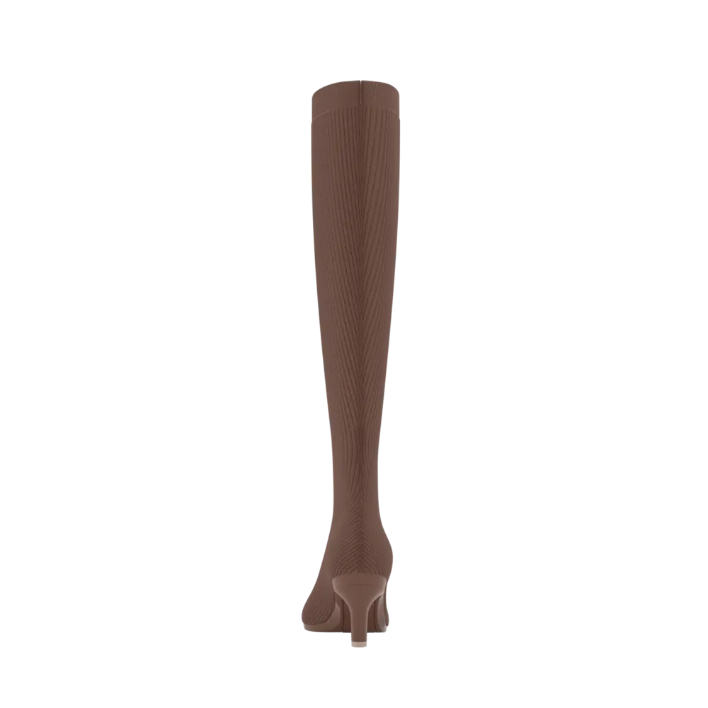 The Knee High Boot Walnut Knit   Stiletto Heel Kit 3 Walnut - FINAL SALE