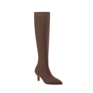 The Knee High Boot Walnut Knit   Stiletto Heel Kit 3 Walnut - FINAL SALE