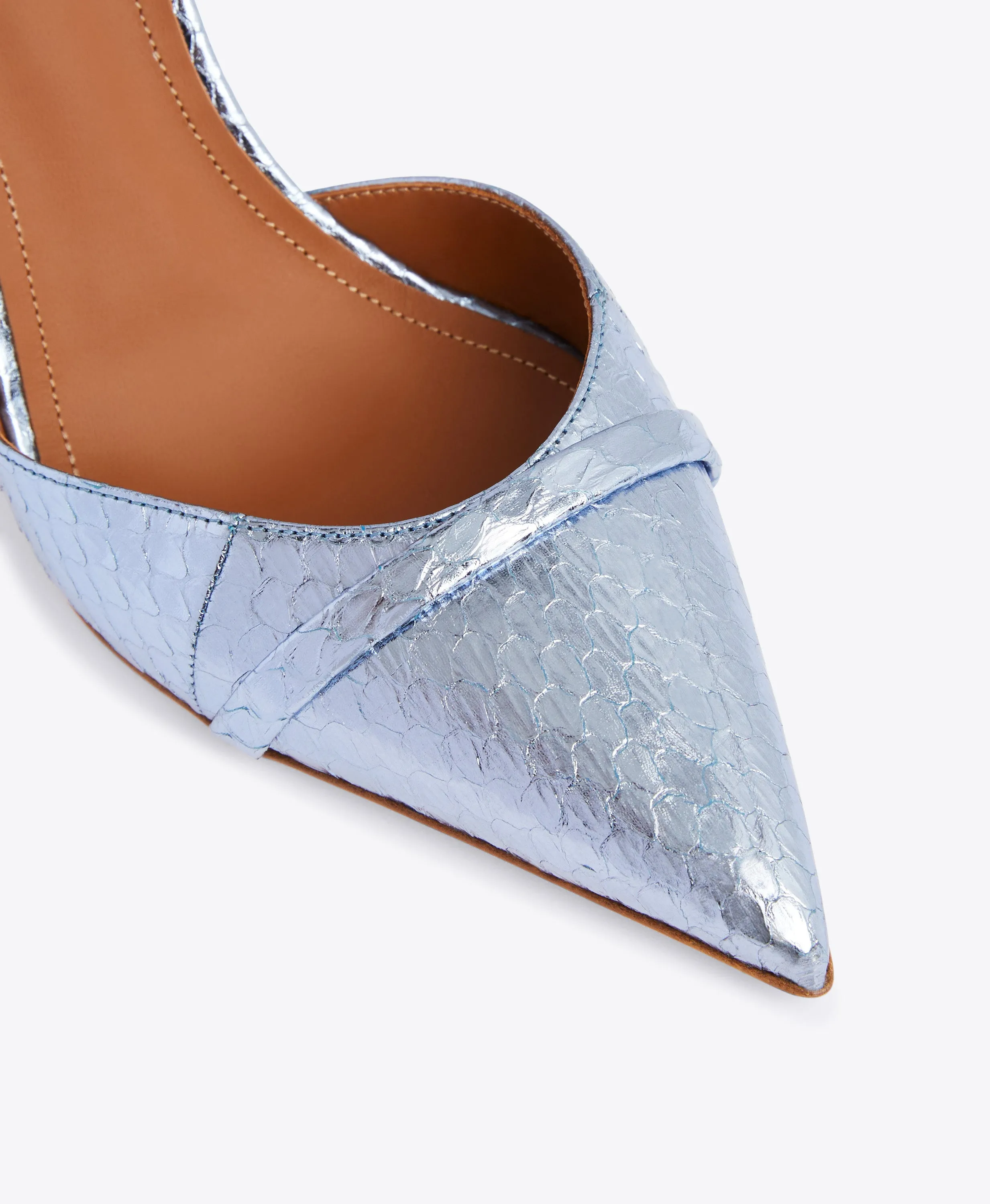 Uma 90 Metallic Blue Leather Mules