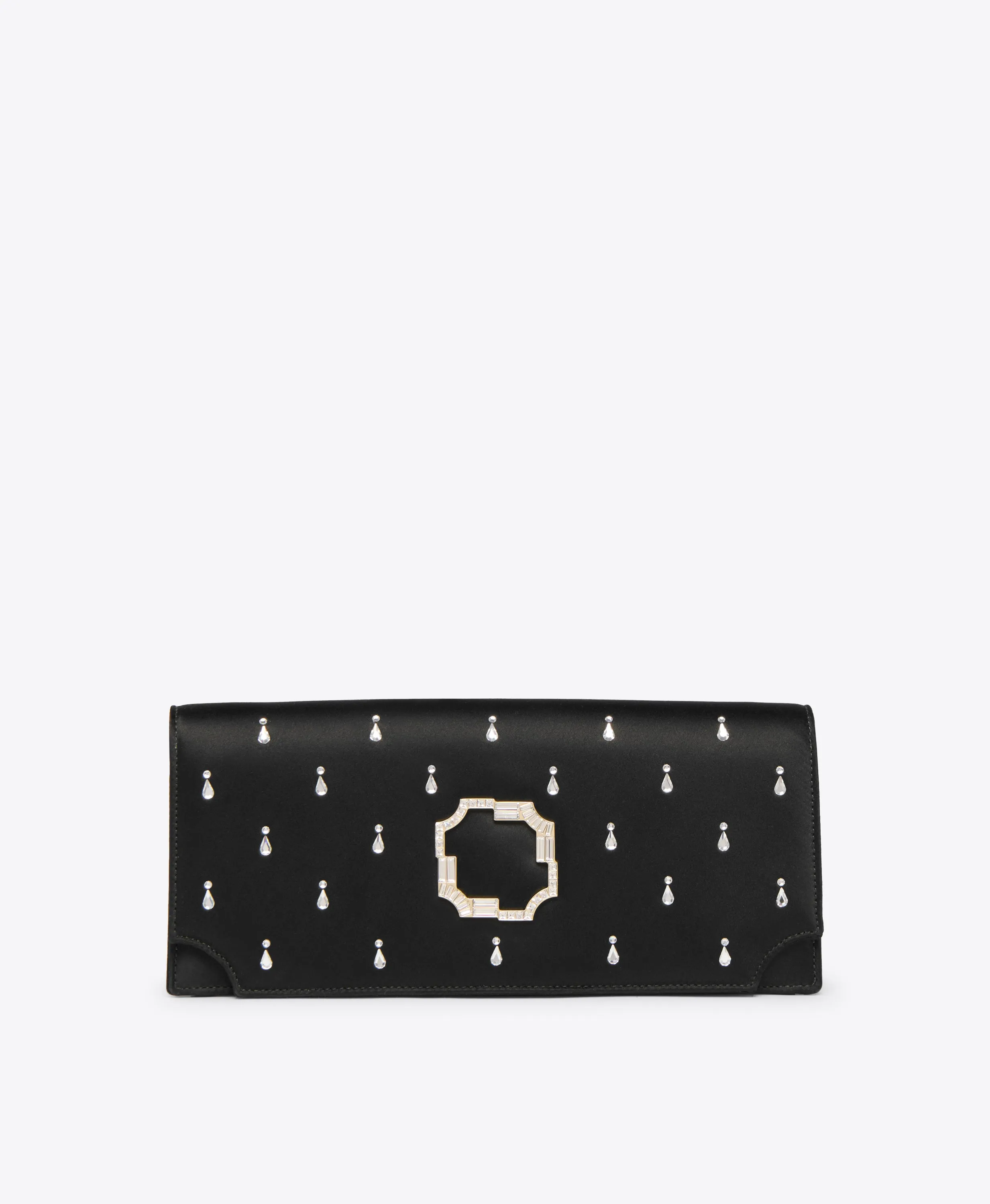 Vivien Black Satin Embellished Clutch Bag