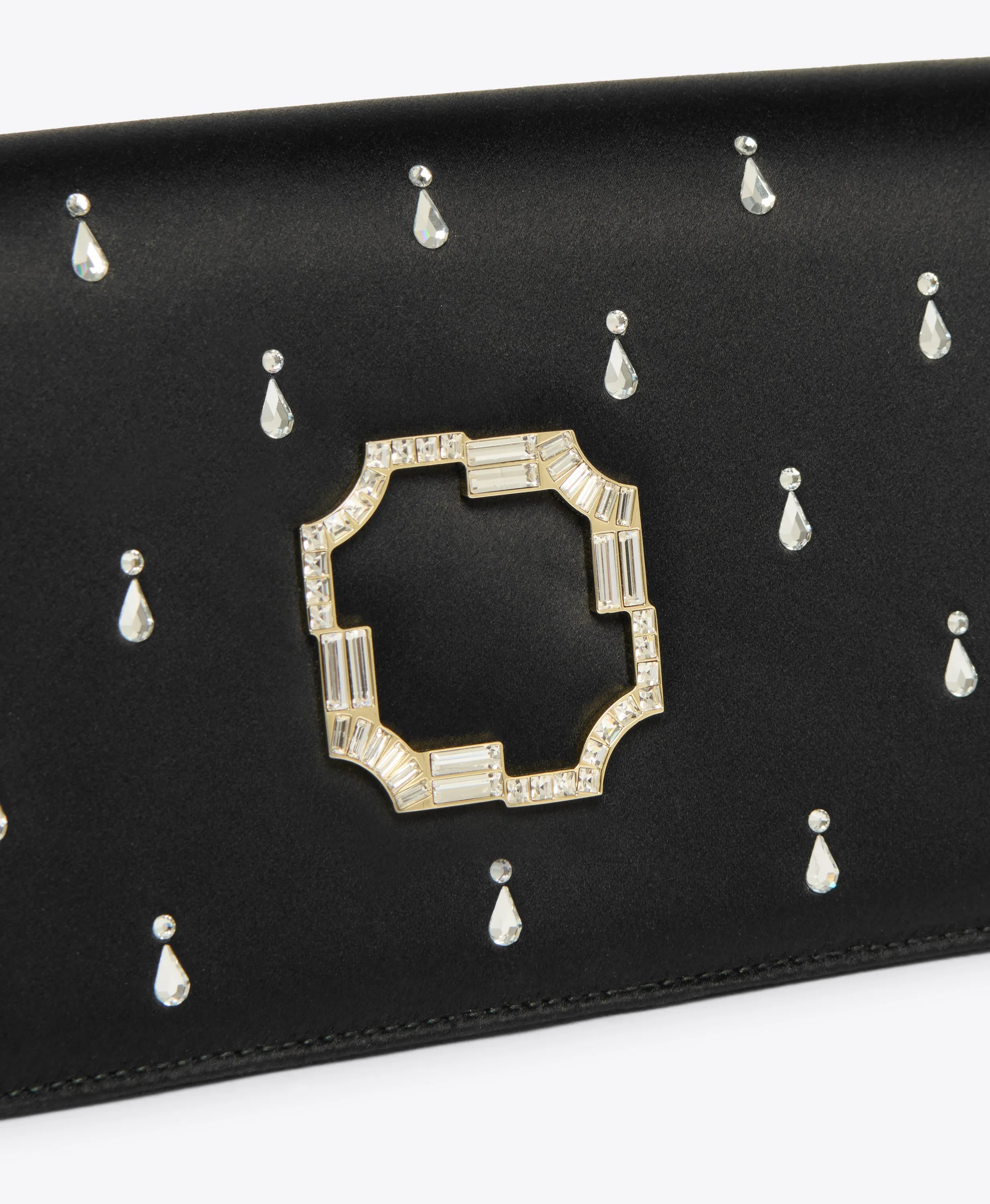 Vivien Black Satin Embellished Clutch Bag