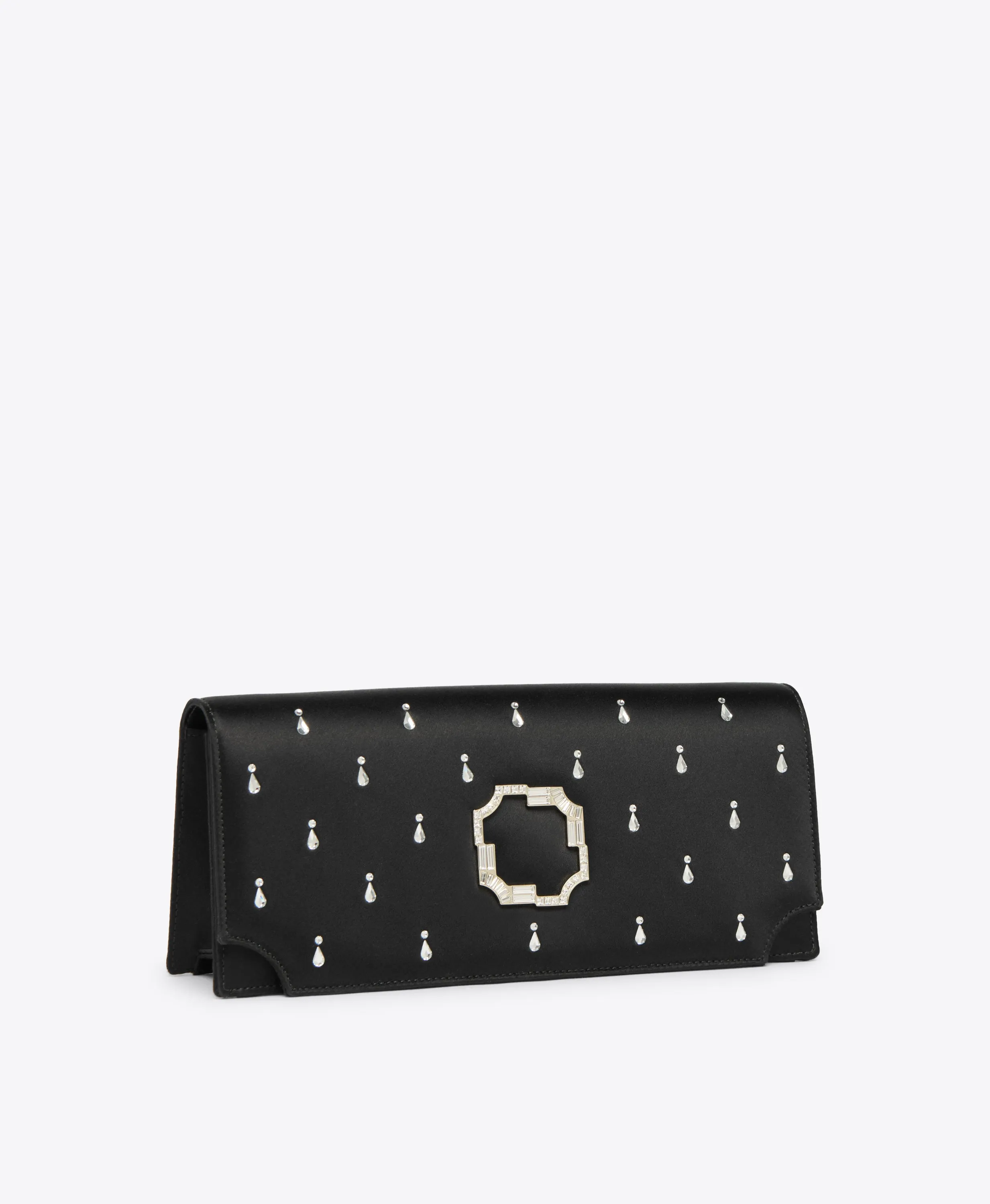 Vivien Black Satin Embellished Clutch Bag