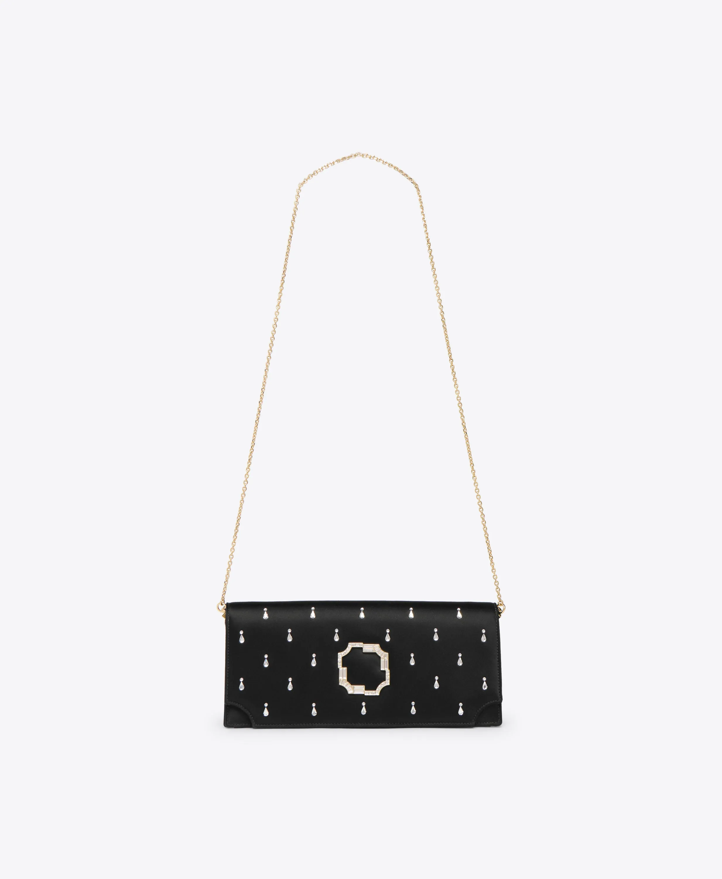 Vivien Black Satin Embellished Clutch Bag